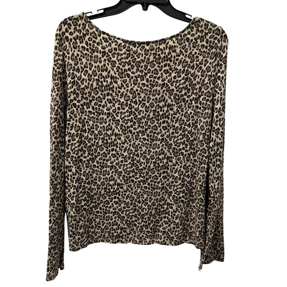 Lauren Ralph Lauren Leopard Print Soft Long Sleeve Top Sz L - Picture 11 of 12
